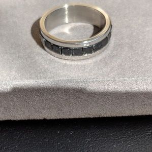 Designer Silver & Black Stone Ring